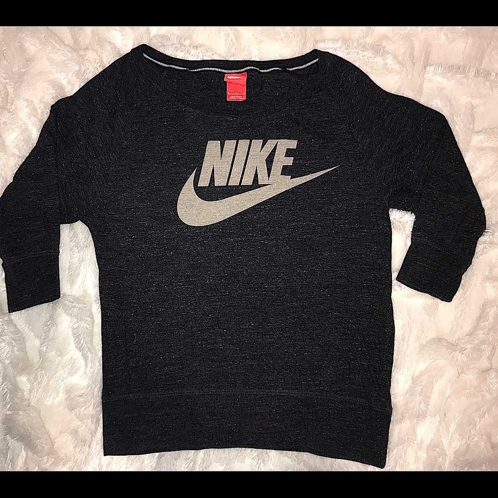 Nike Black Heather Crew Sweatshirt | Half Sleeves